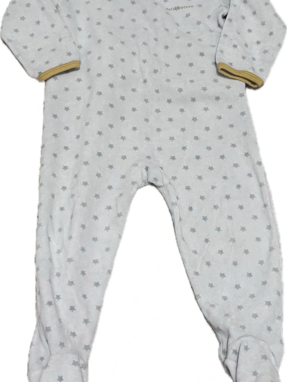 Petit Bateau 24 m Gray Star Footed One-Piece